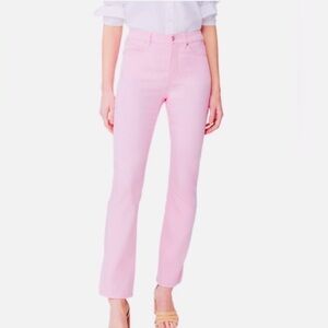 J. McLaughlin Bright Pink High Waist, Ankle Slight Kick Flare Jeans